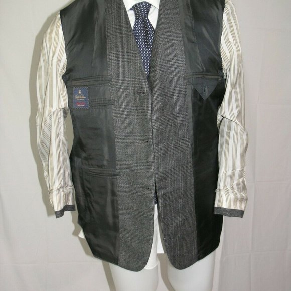 Brooks Brothers Golden Fleece Martin Greenfield Gray Plaid 3/2 Suit 41R